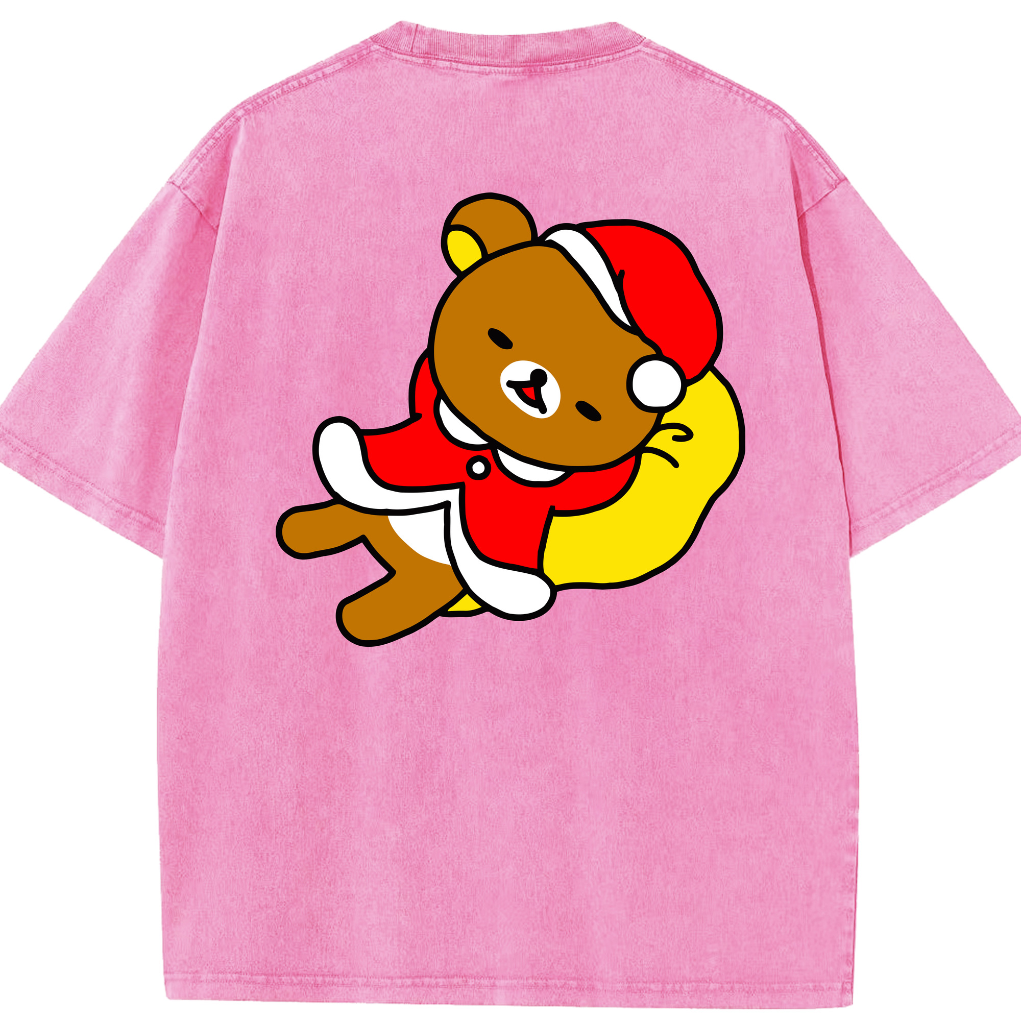 （画像用） リラックマ リラックマ キイロイトリ Rilakkuma Korilakkuma Kiiroitori 綿100% ヴィンテージ風 半袖Tシャツ（背面プリント）